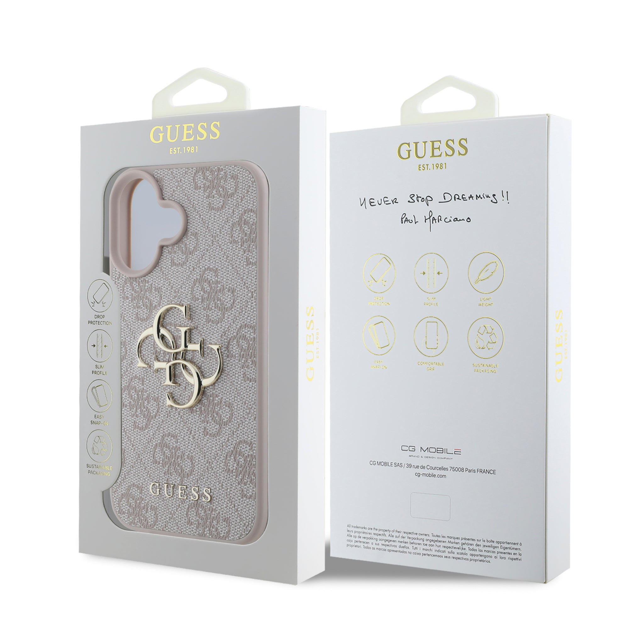 Guess “4G Logo Collection” Hard Case PU Case Θήκη προστασίας από δερματίνη – iPhone 16 (Ροζ – GUHCP16S4GMGPI)