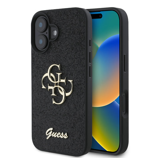 Guess Fixed Glitter Big 4G Logo Case Θήκη Προστασίας Από Σιλικόνη – Iphone 16 (Μαύρο – Guhcp16Shg4Sgk) – Θήκη για κινητό από το PhoneBazaar.gr