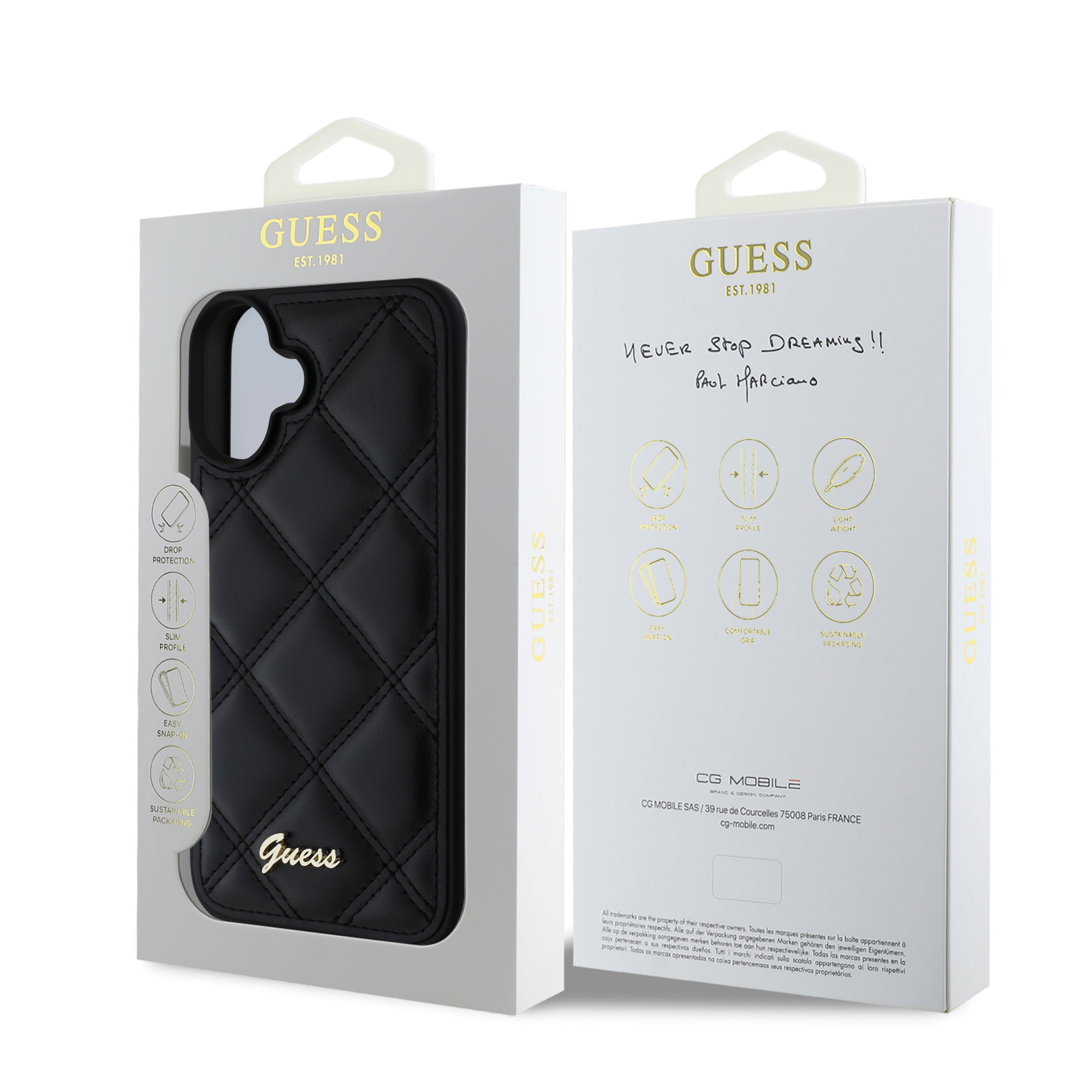 Guess “Quilted Metal Logo Collection” PU Case Θήκη προστασίας από δερματίνη – iPhone 16 (Μαύρο – GUHCP16SPSQSQSK)