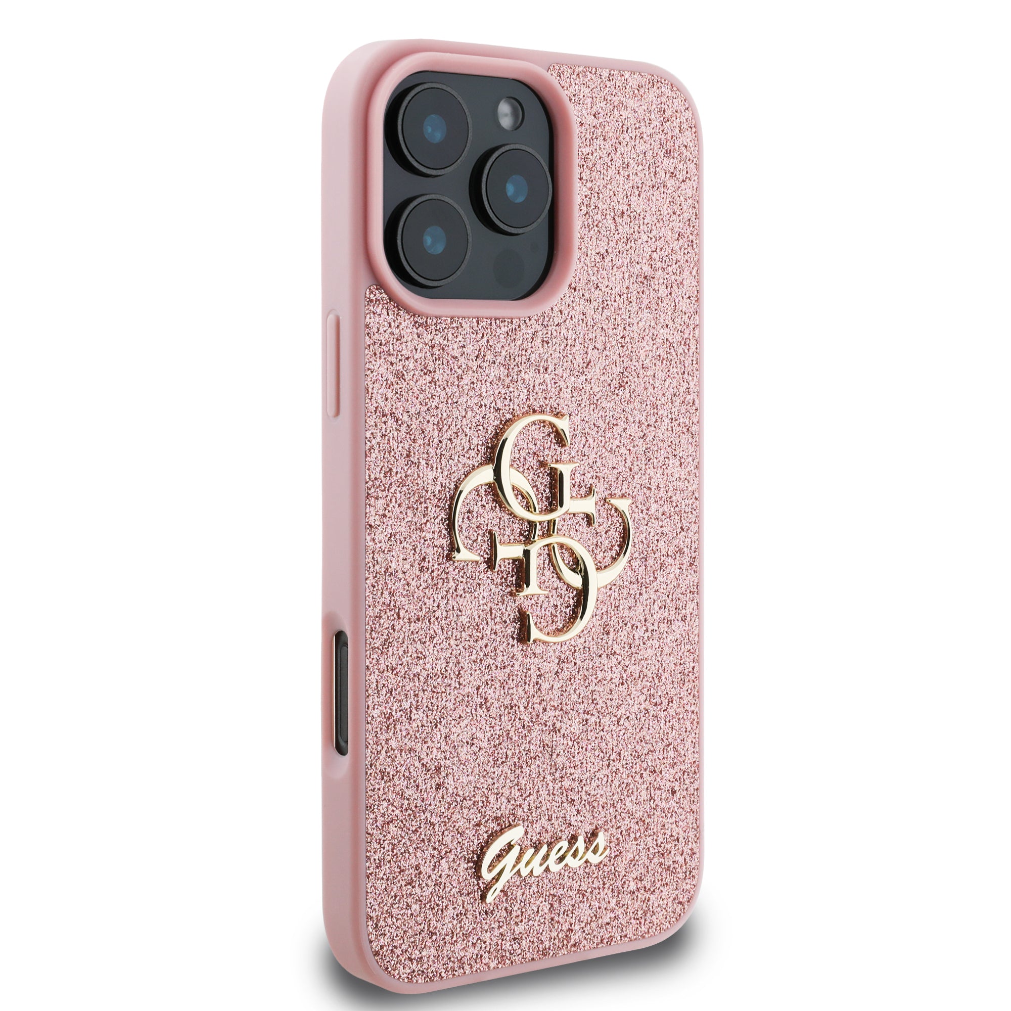 Guess Fixed Glitter Big 4G Logo Case Θήκη προστασίας από σιλικόνη – iPhone 16 Pro Max (Ροζ – GUHCP16XHG4SGP)