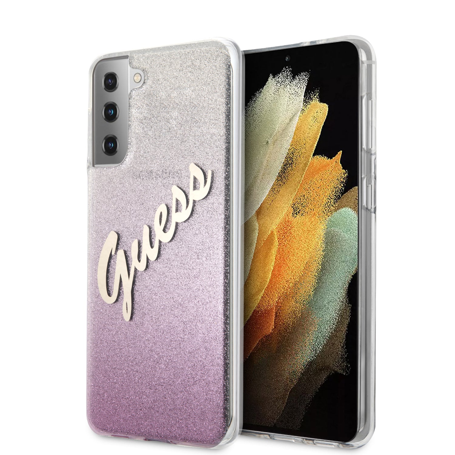 Guess Glitter Gradient Script Logo Θήκη Προστασίας Από Σιλικόνη – Samsung Galaxy S21 Plus (Pink/Glitter) – Θήκη για κινητό από το PhoneBazaar.gr