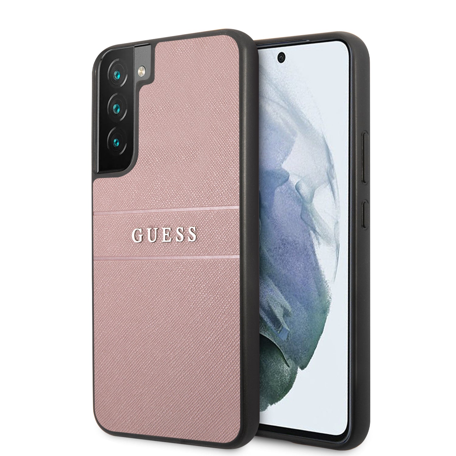 Guess “Saffiano Stripes Case Collection” Θήκη Προστασίας Από Δερματίνη – Samsung Galaxy S22 Plus (Ροζ) – Θήκη για κινητό από το PhoneBazaar.gr
