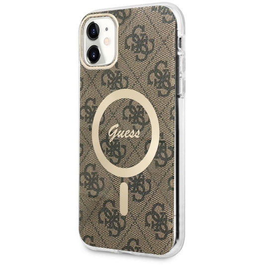Guess "4G Logo Collection" Magsafe Ring Stand Hard Case Θήκη Προστασίας Από Σκληρό Πλαστικό – Iphone 11 (Καφε – Guhmn61H4Stw) – Θήκη για κινητό από το PhoneBazaar.gr