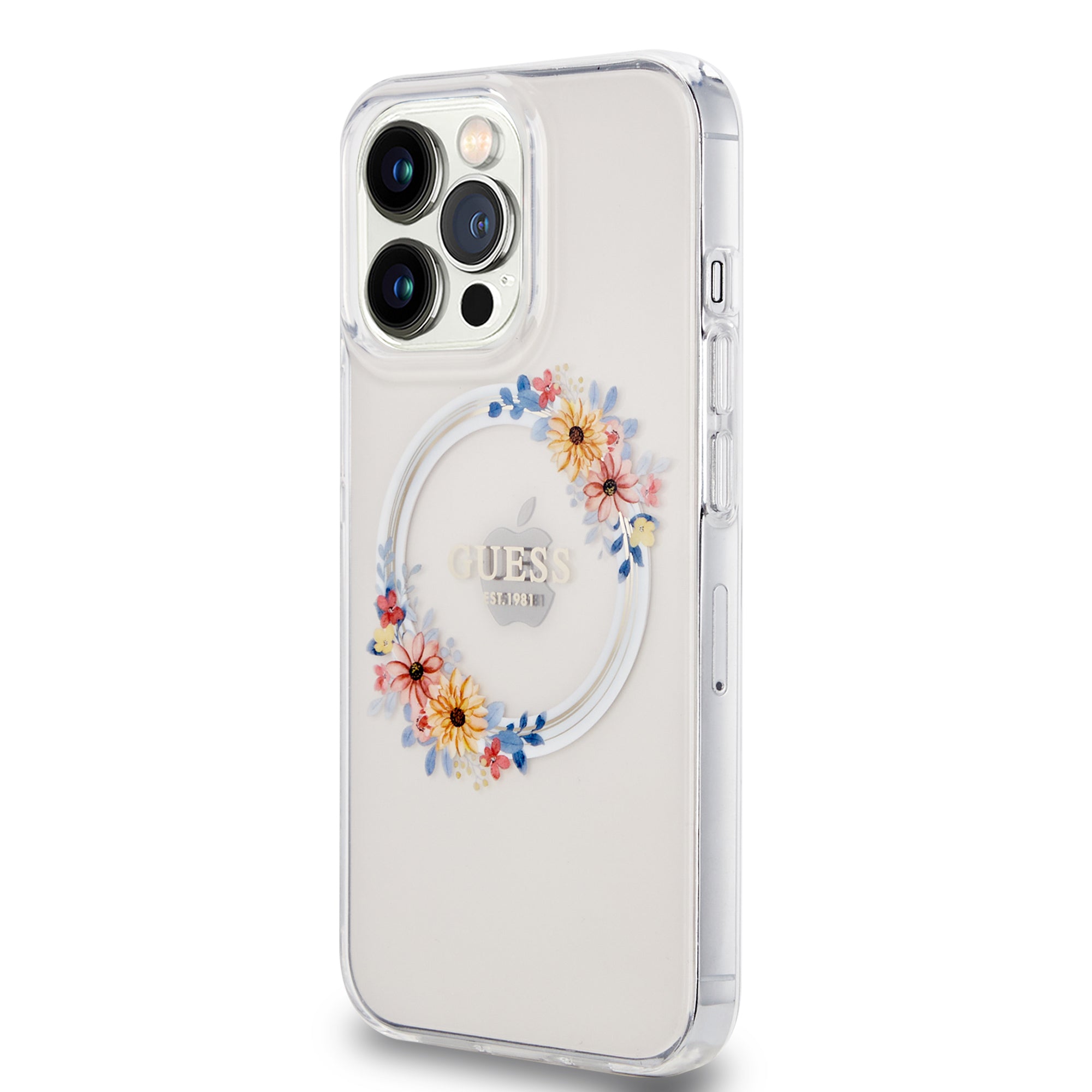 Guess “Flowers Wreath Collection” MagSafe Hard Case Θήκη προστασίας από σκληρό πλαστικό – iPhone 13 Pro (Διάφανο – GUHMP13LHFWFCT)