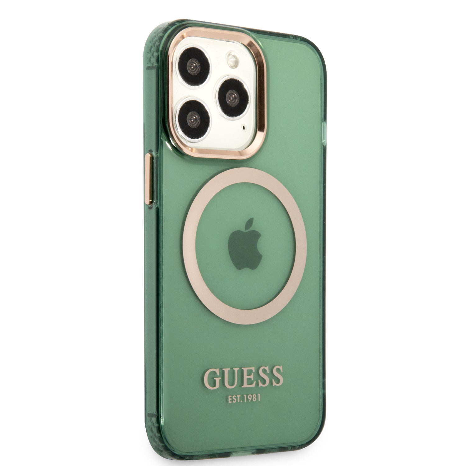 Guess “Gold Outline Translucent” MagSafe Hard Case Θήκη προστασίας από σκληρό πλαστικό – iPhone 13 Pro (Χακί – GUHMP13LHTCMA)