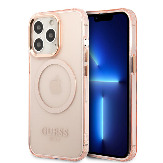 Guess Translucent Magsafe Compatible Back Cover Διάφανη Θήκη Προστασίας Συμβατή Με Magsafe – Apple Iphone 13 Pro (Ροζ) – Θήκη για κινητό από το PhoneBazaar.gr