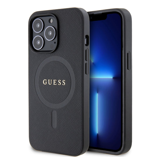 Guess Saffiano Hard Case Θήκη Προστασίας Από Δερματίνη – Iphone 13 Pro (Μαύρο – Guhmp13Lpsahmck) – Θήκη για κινητό από το PhoneBazaar.gr