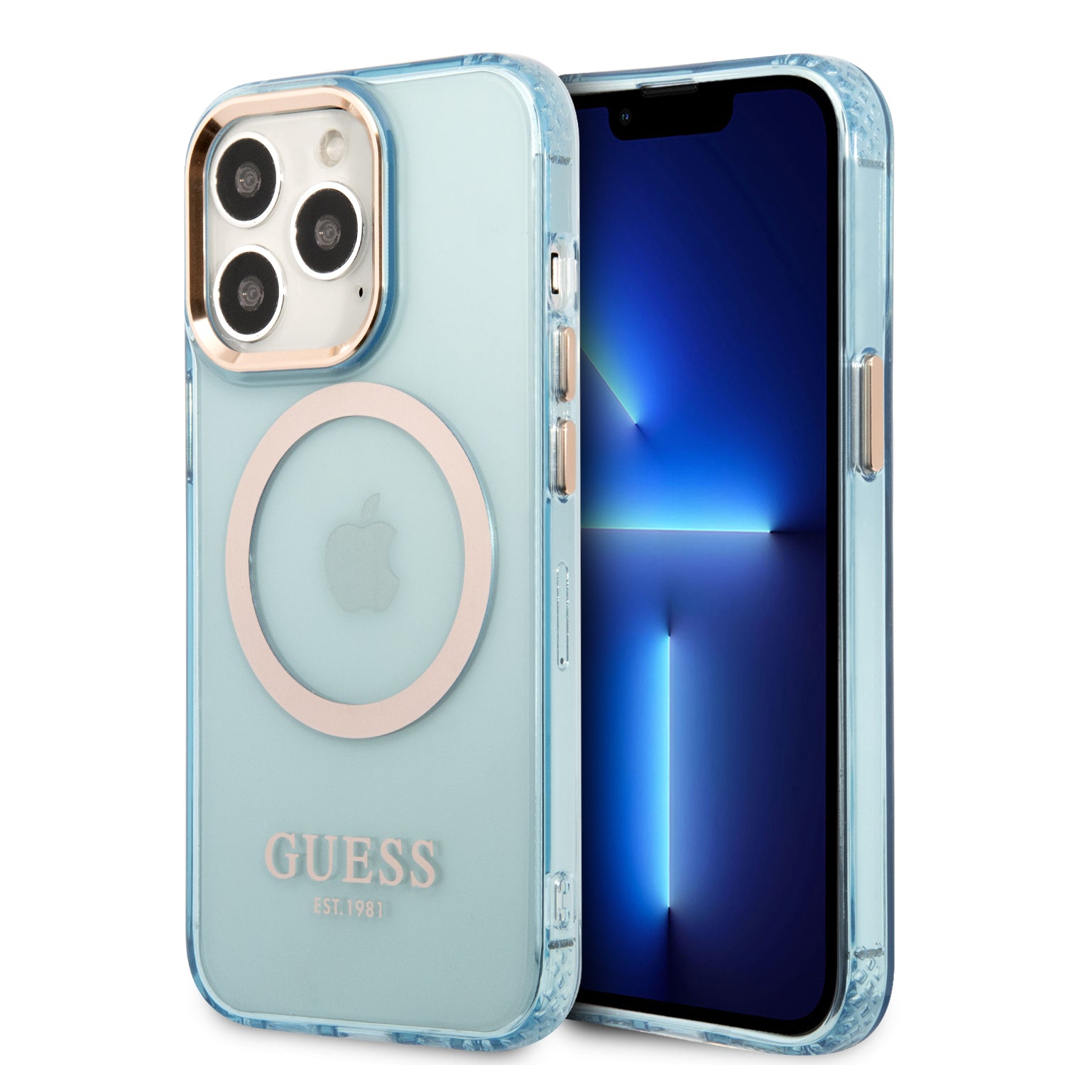 Guess “Gold Outline Collection” Magsafe Hard Case Θήκη Προστασίας Από Σκληρό Πλαστικό – Iphone 13 Pro Max (Μπλε – Guhmp13Xhtcmb) – Θήκη για κινητό από το PhoneBazaar.gr