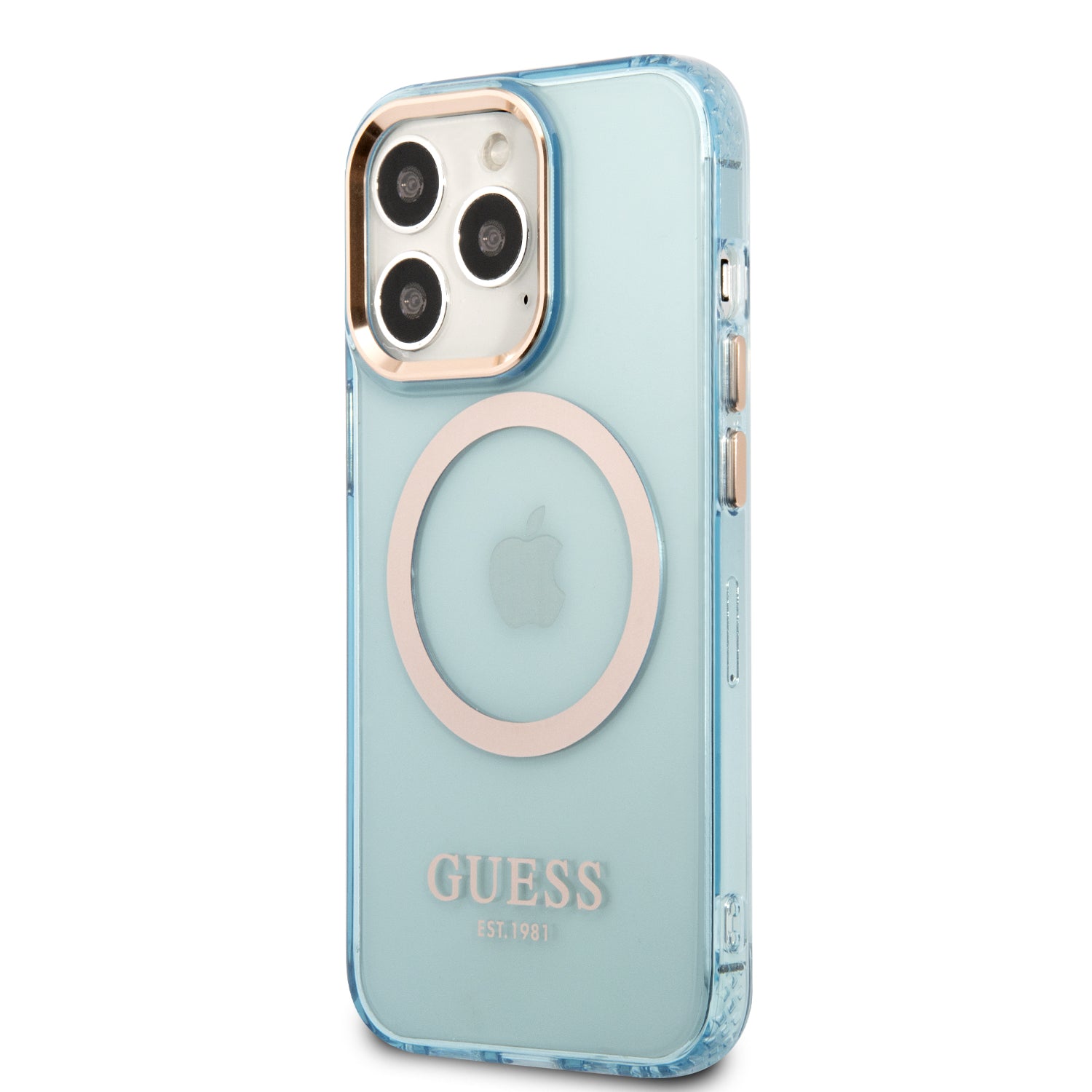 Guess “Gold Outline Collection” MagSafe Hard Case Θήκη προστασίας από σκληρό πλαστικό – iPhone 13 Pro Max (Μπλε – GUHMP13XHTCMB)