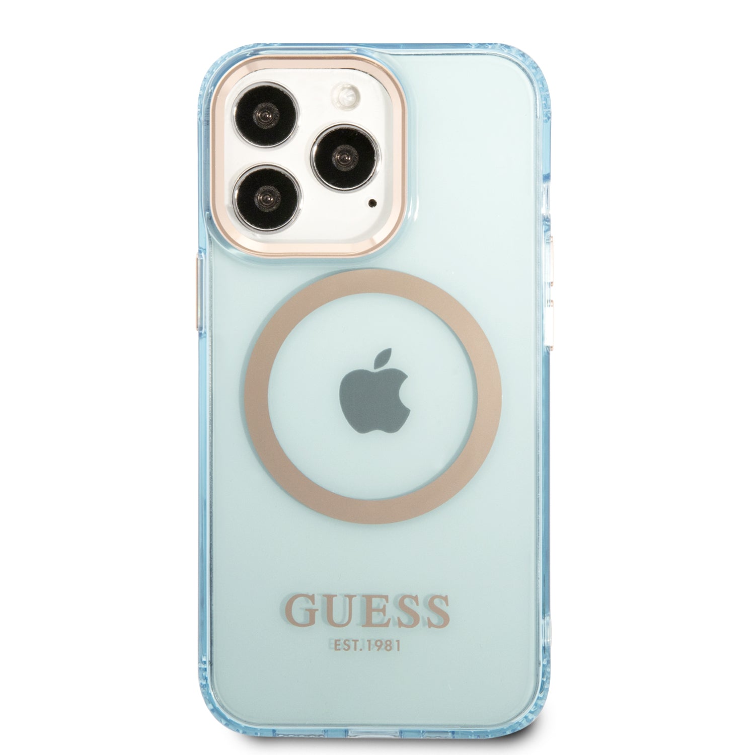 Guess “Gold Outline Collection” MagSafe Hard Case Θήκη προστασίας από σκληρό πλαστικό – iPhone 13 Pro Max (Μπλε – GUHMP13XHTCMB)
