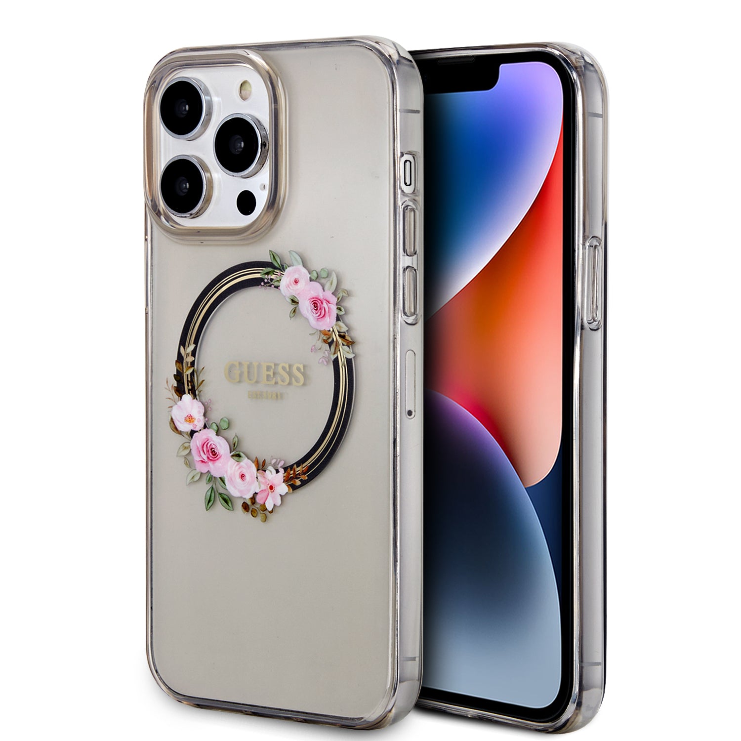 Guess “Flowers Wreath Collection” Magsafe Hard Case Θήκη Προστασίας Από Σκληρό Πλαστικό – Iphone 14 Pro Max (Μαύρο – Guhmp14Xhfwfck) – Θήκη για κινητό από το PhoneBazaar.gr