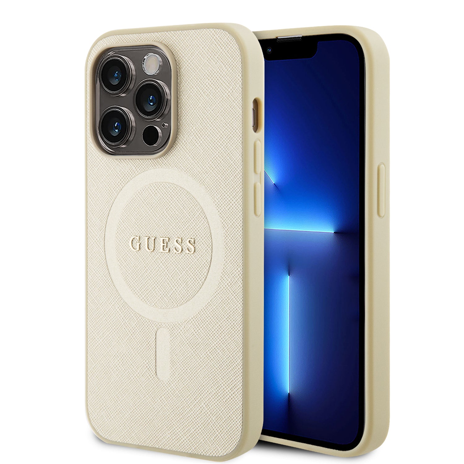 Guess Saffiano Hard Case Θήκη Προστασίας Από Δερματίνη – Iphone 15 Pro (Μπεζ – Guhmp15Lpsahmcb) – Θήκη για κινητό από το PhoneBazaar.gr