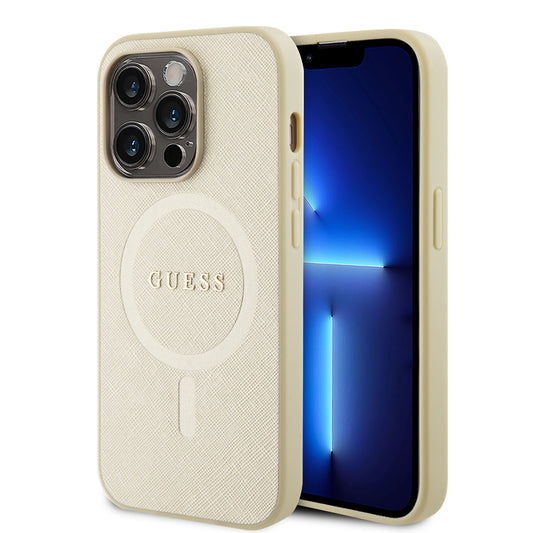 Guess Saffiano Hard Case Θήκη Προστασίας Από Δερματίνη – Iphone 15 Pro (Μπεζ – Guhmp15Lpsahmcb) – Θήκη για κινητό από το PhoneBazaar.gr