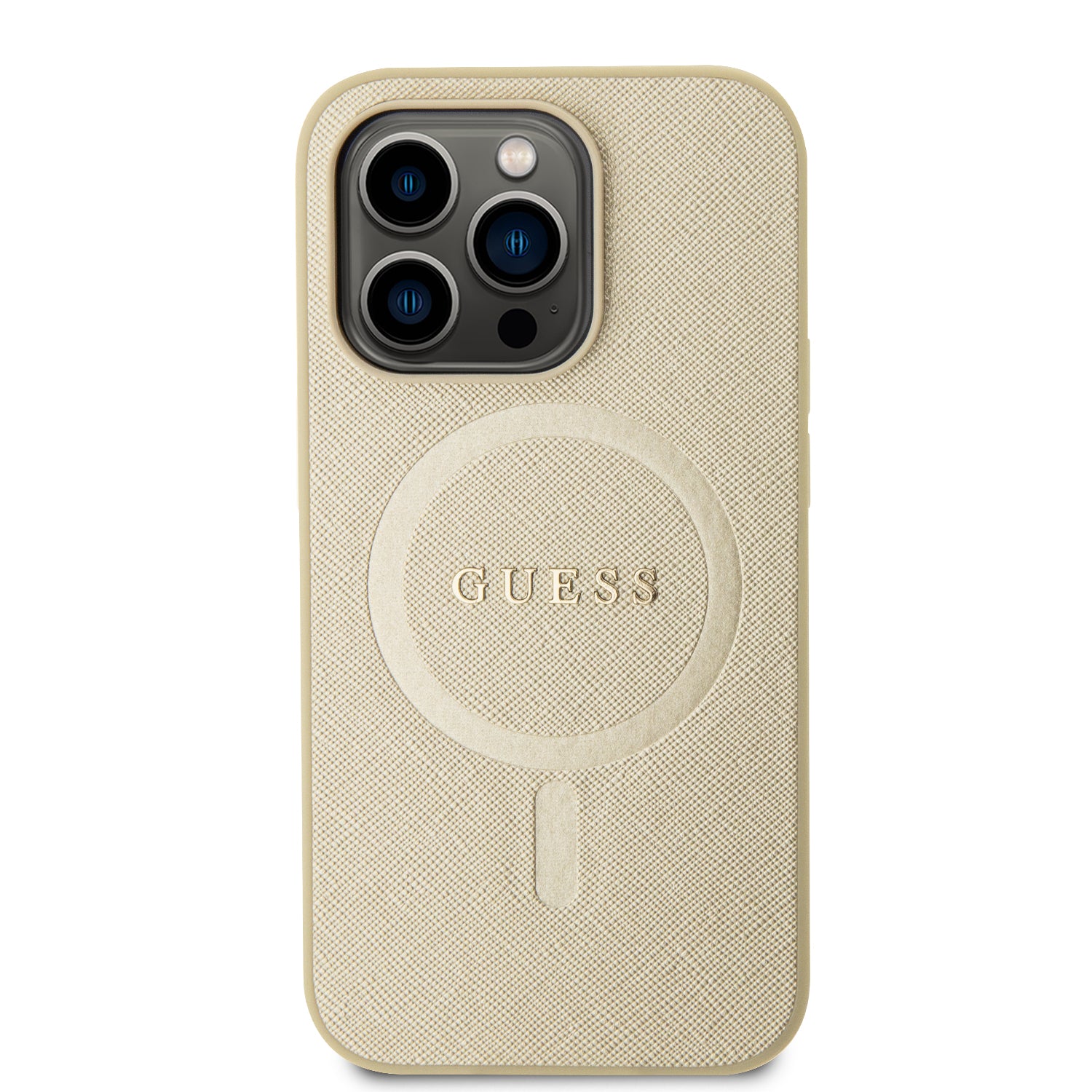 Guess Saffiano Hard Case Θήκη προστασίας από δερματίνη – iPhone 15 Pro (Μπεζ – GUHMP15LPSAHMCB)