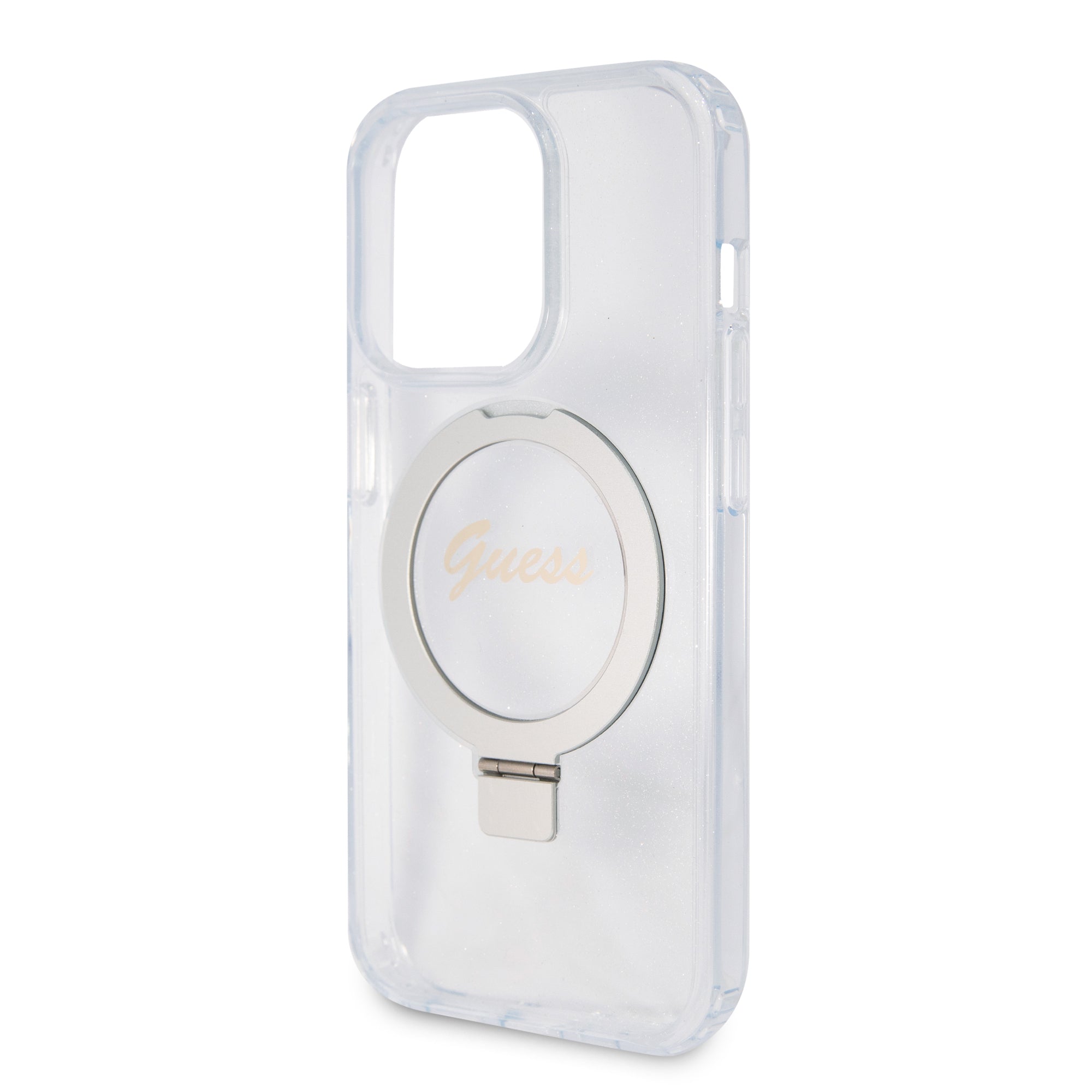 Guess MagSafe Ring Stand Glitter Hard Case Θήκη προστασίας από σιλικόνη – iPhone 15 Pro Max (Διάφανη – GUHMP15XHRSGSD)