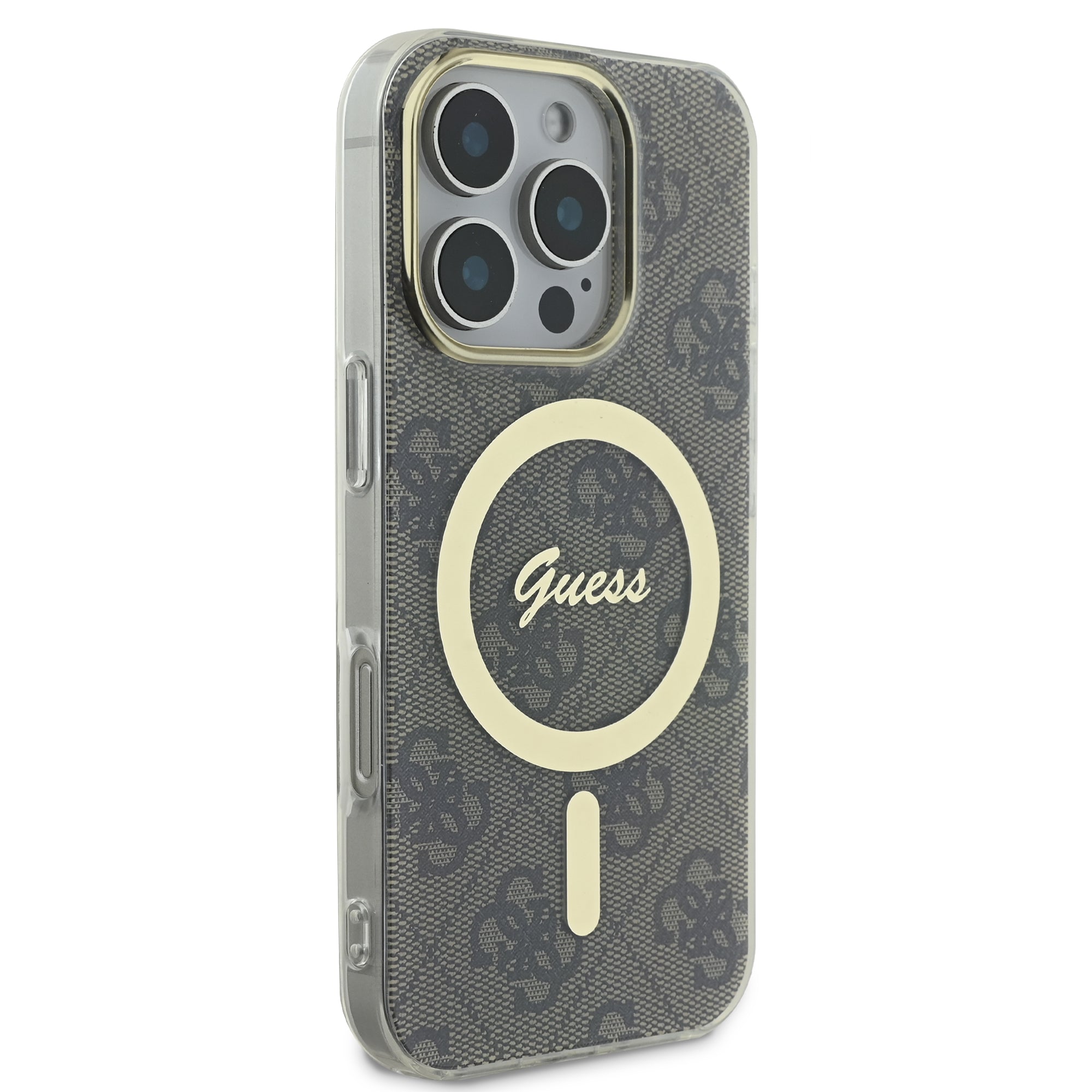 Guess Magsafe “4G Logο” Hard Case Ημιδιάφανη Θήκη προστασίας από σκληρό πλαστικό – iPhone 16 Pro (Διάφανο/Καφέ – GUHMP16LH4STW)
