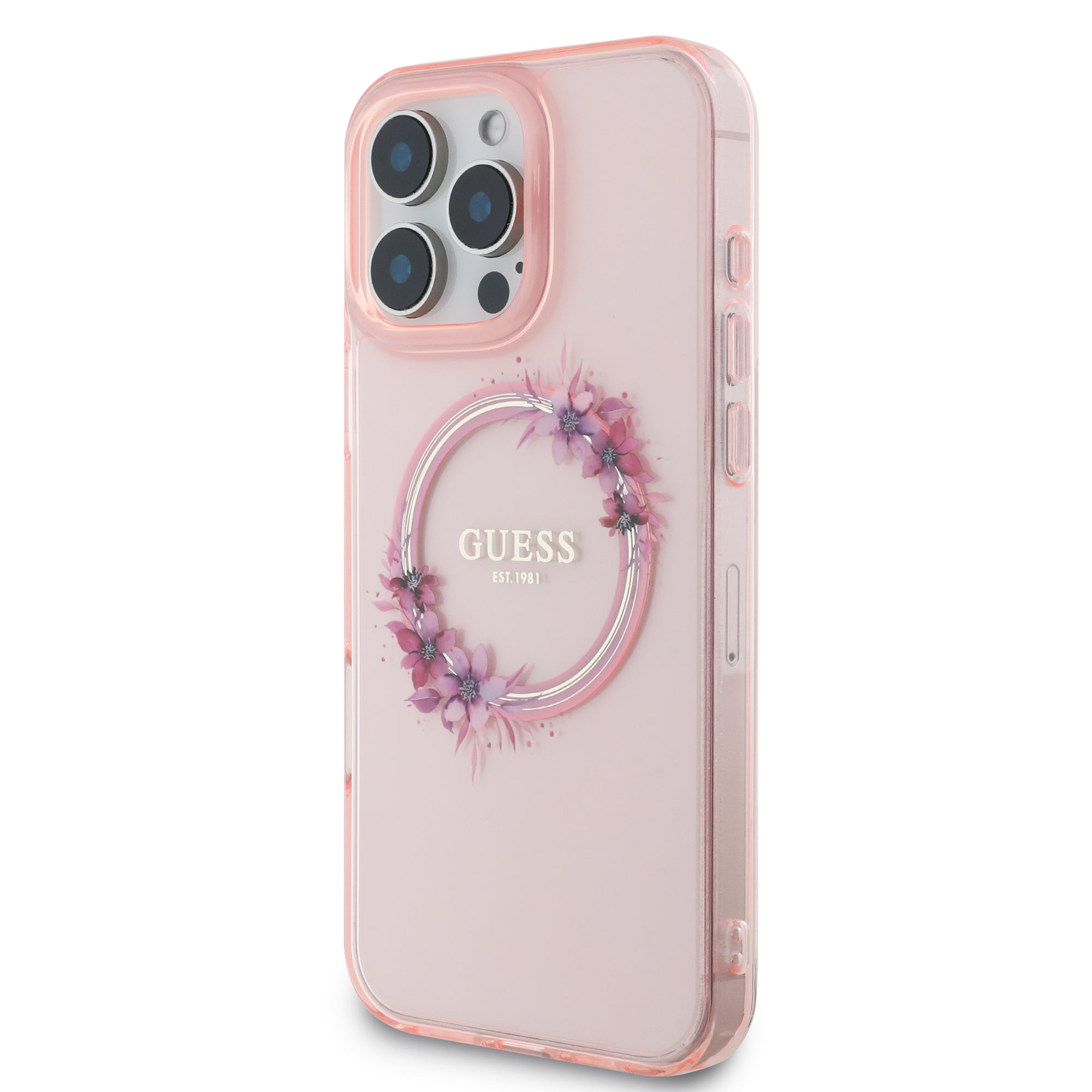 Guess Magsafe “Flower Wreath” Hard Case Θήκη προστασίας από σκληρό πλαστικό – iPhone 16 Pro (Ροζ – GUHMP16LHFWFCP)