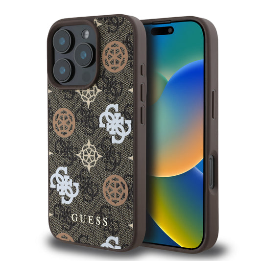 Guess Magsafe “Peony On 4G Background Collection” Hard Case Θήκη Προστασίας Από Σκληρό Πλαστικό – Iphone 16 Pro (Καφέ  – Guhmp16Lp4Pwpw) – Θήκη για κινητό από το PhoneBazaar.gr