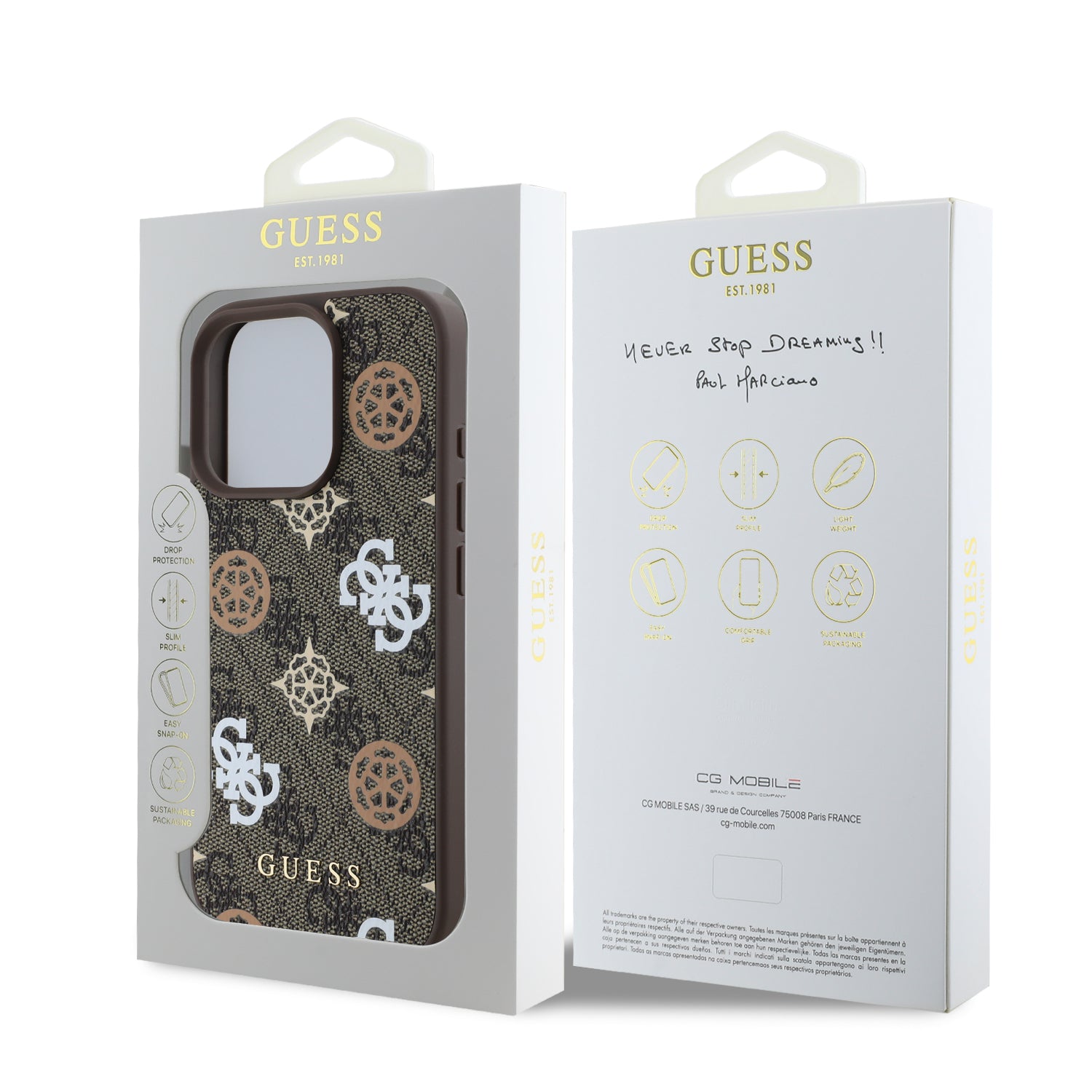 Guess Magsafe “Peony on 4G Background Collection” Hard Case Θήκη προστασίας από σκληρό πλαστικό – iPhone 16 Pro (Καφέ  – GUHMP16LP4PWPW)