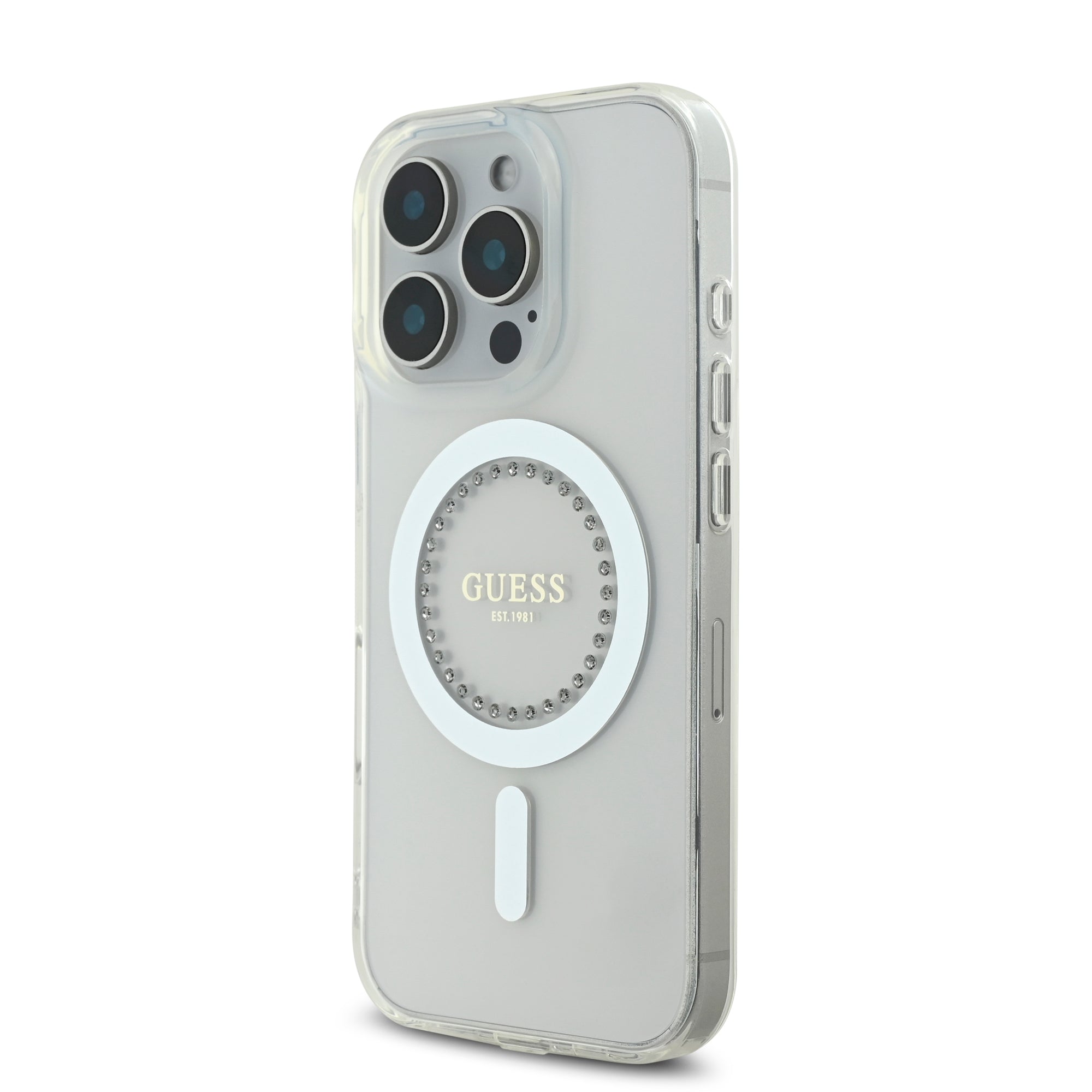 Guess Magsafe “Rhinestones” Hard Case Θήκη προστασίας από σκληρό πλαστικό – iPhone 16 Pro (Λευκό – GUHMP16LPFTDTEH)