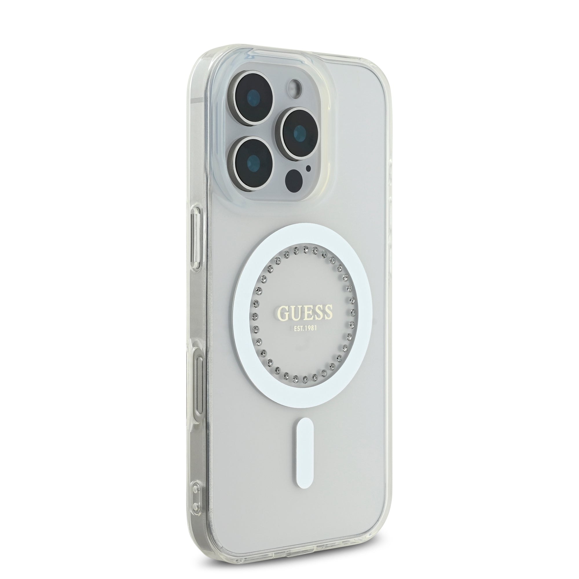 Guess Magsafe “Rhinestones” Hard Case Θήκη προστασίας από σκληρό πλαστικό – iPhone 16 Pro (Λευκό – GUHMP16LPFTDTEH)