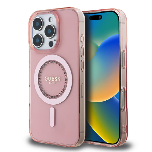Guess Magsafe “Rhinestones” Hard Case Θήκη Προστασίας Από Σκληρό Πλαστικό – Iphone 16 Pro (Ροζ – Guhmp16Lpftdtep) – Θήκη για κινητό από το PhoneBazaar.gr