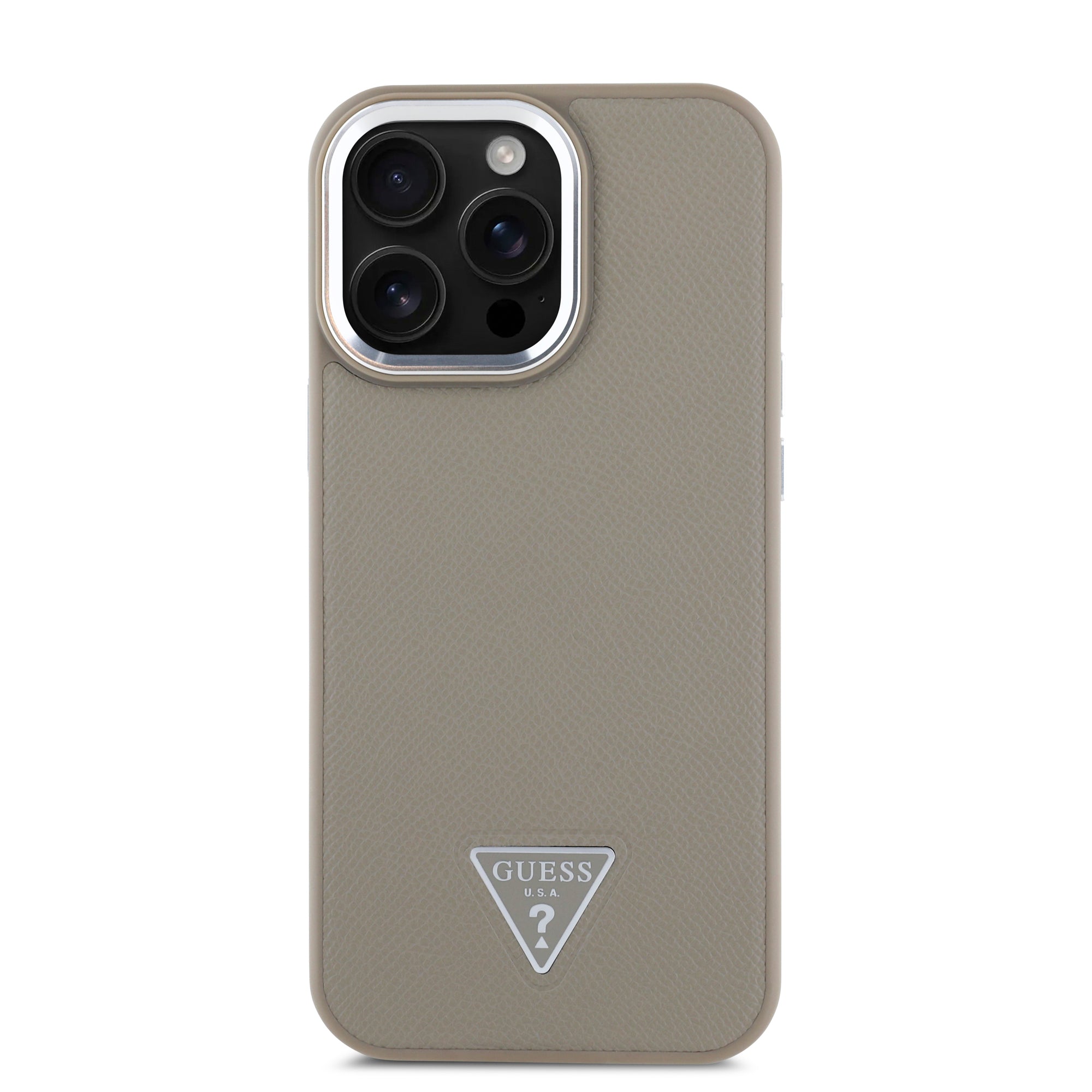 Guess Magsafe “Triangle Logo” Grained PU Case Θήκη προστασίας από δερματίνη – iPhone 16 Pro (Καφέ – GUHMP16LPGTSPSW)