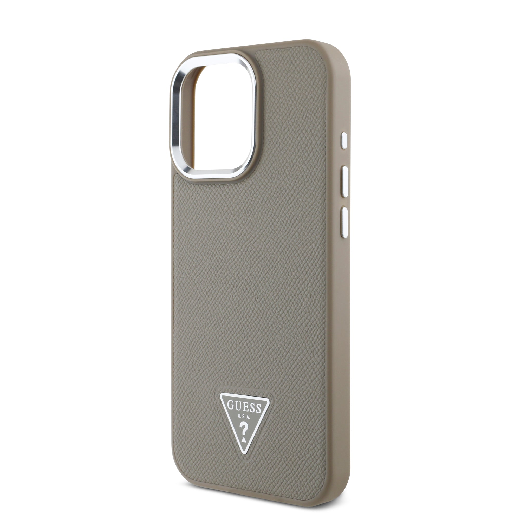 Guess Magsafe “Triangle Logo” Grained PU Case Θήκη προστασίας από δερματίνη – iPhone 16 Pro (Καφέ – GUHMP16LPGTSPSW)
