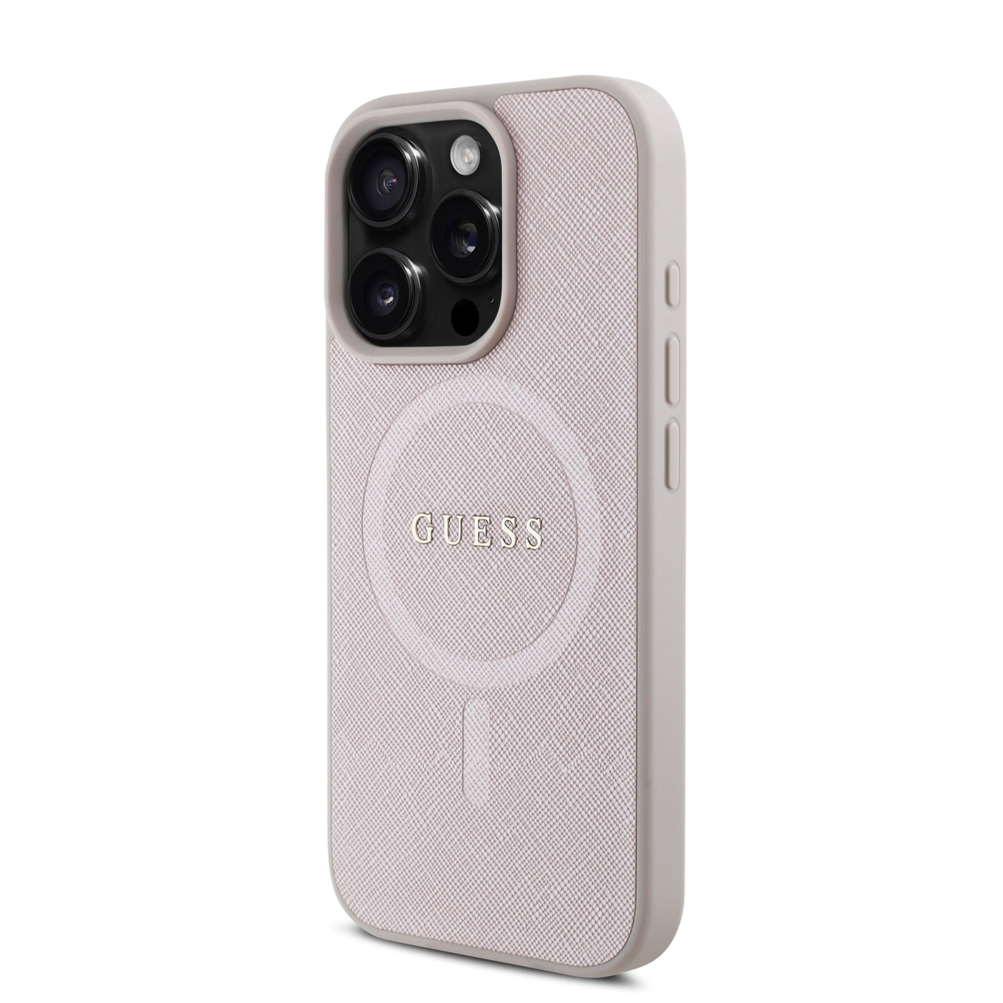 Guess Magsafe “Saffiano Collection" Hard Case Θήκη προστασίας από δερματίνη – iPhone 16 Pro (Ροζ – GUHMP16LPSAHMCP)