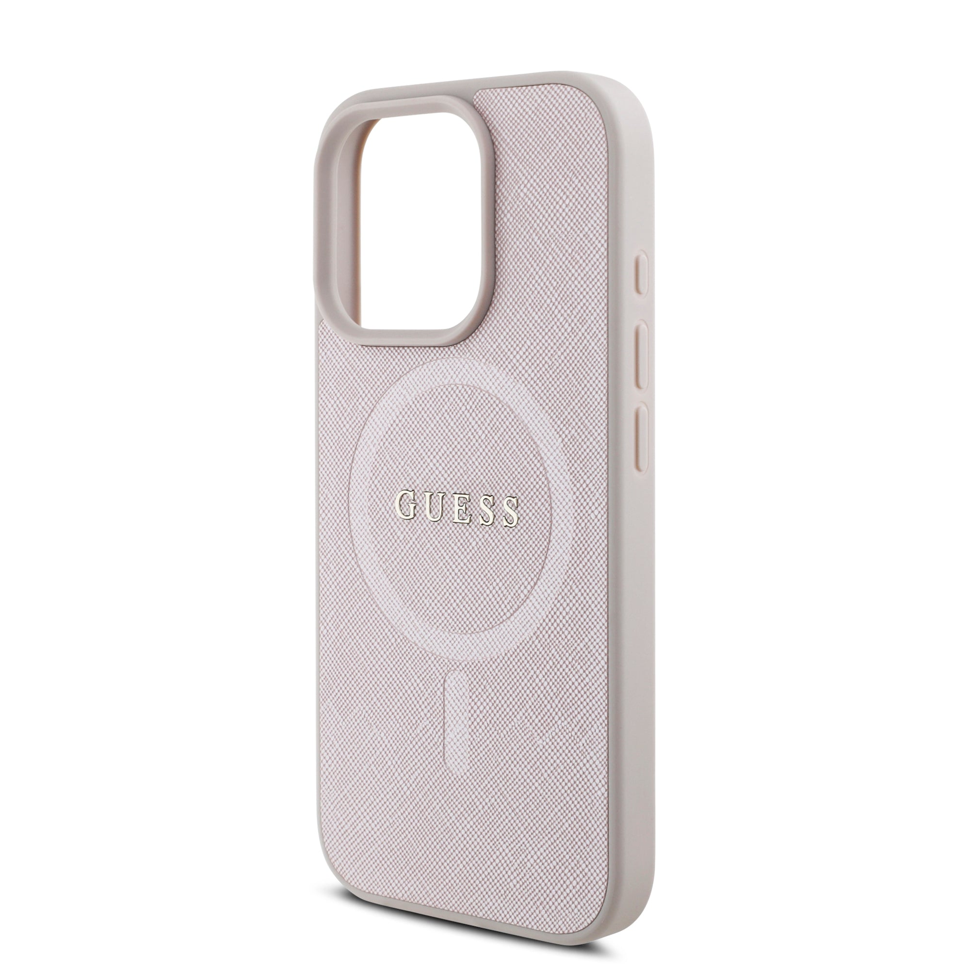 Guess Magsafe “Saffiano Collection" Hard Case Θήκη προστασίας από δερματίνη – iPhone 16 Pro (Ροζ – GUHMP16LPSAHMCP)