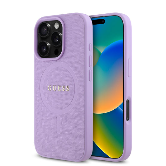 Guess Magsafe “Saffiano Collection" Hard Case Θήκη Προστασίας Από Δερματίνη – Iphone 16 Pro (Μωβ – Guhmp16Lpsahmcu) – Θήκη για κινητό από το PhoneBazaar.gr