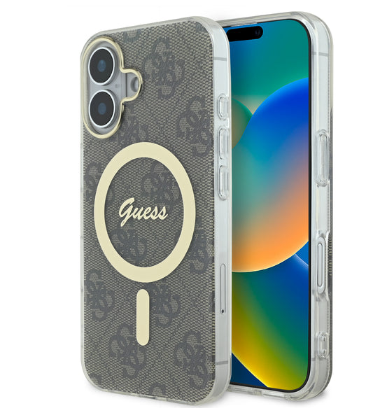 Guess Magsafe “4G Logο” Hard Case Ημιδιάφανη Θήκη Προστασίας Από Σκληρό Πλαστικό – Iphone 16 (Διάφανο/Καφέ – Guhmp16Sh4Stw) – Θήκη για κινητό από το PhoneBazaar.gr