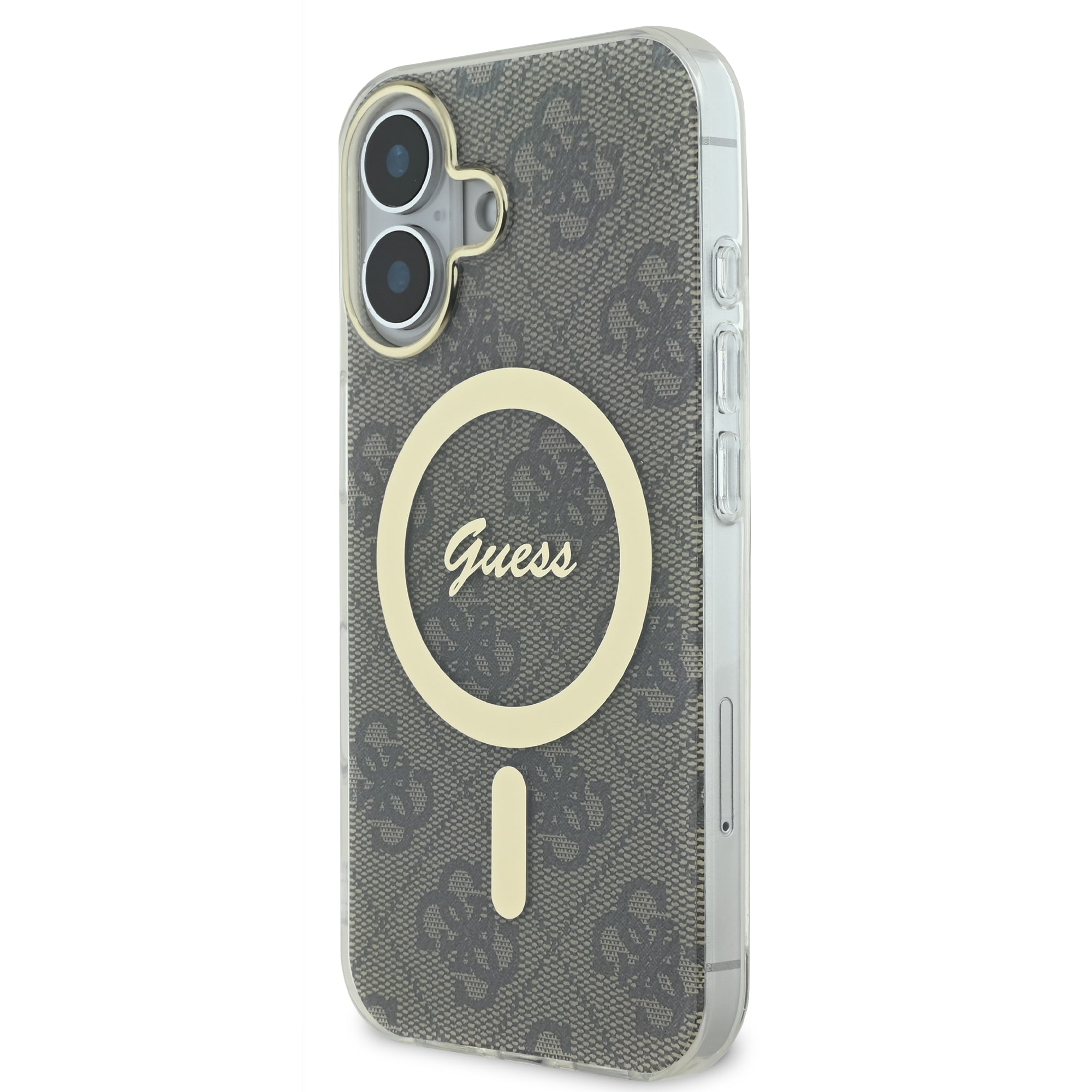 Guess Magsafe “4G Logο” Hard Case Ημιδιάφανη Θήκη προστασίας από σκληρό πλαστικό – iPhone 16 (Διάφανο/Καφέ – GUHMP16SH4STW)