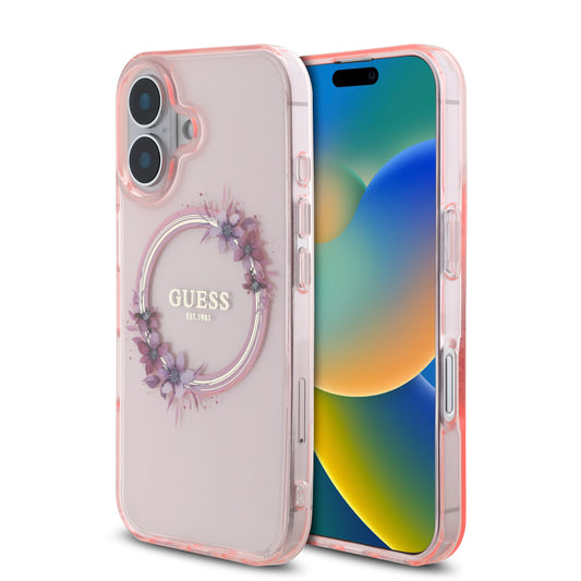 Guess Magsafe “Flower Wreath” Hard Case Θήκη Προστασίας Από Σκληρό Πλαστικό – Iphone 16 (Ροζ – Guhmp16Shfwfcp) – Θήκη για κινητό από το PhoneBazaar.gr