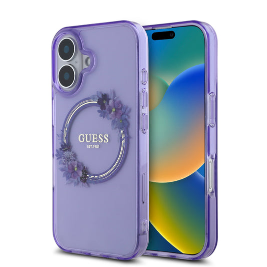 Guess Magsafe “Flower Wreath” Hard Case Θήκη Προστασίας Από Σκληρό Πλαστικό – Iphone 16 (Μωβ – Guhmp16Shfwfcu) – Θήκη για κινητό από το PhoneBazaar.gr