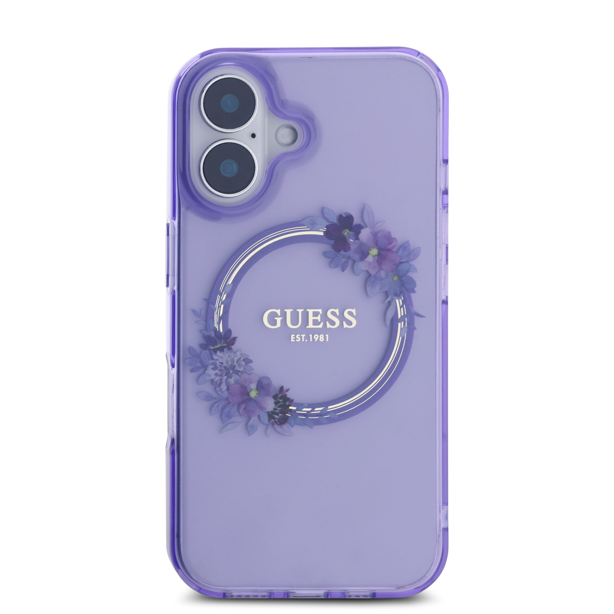 Guess Magsafe “Flower Wreath” Hard Case Θήκη προστασίας από σκληρό πλαστικό – iPhone 16 (Μωβ – GUHMP16SHFWFCU)