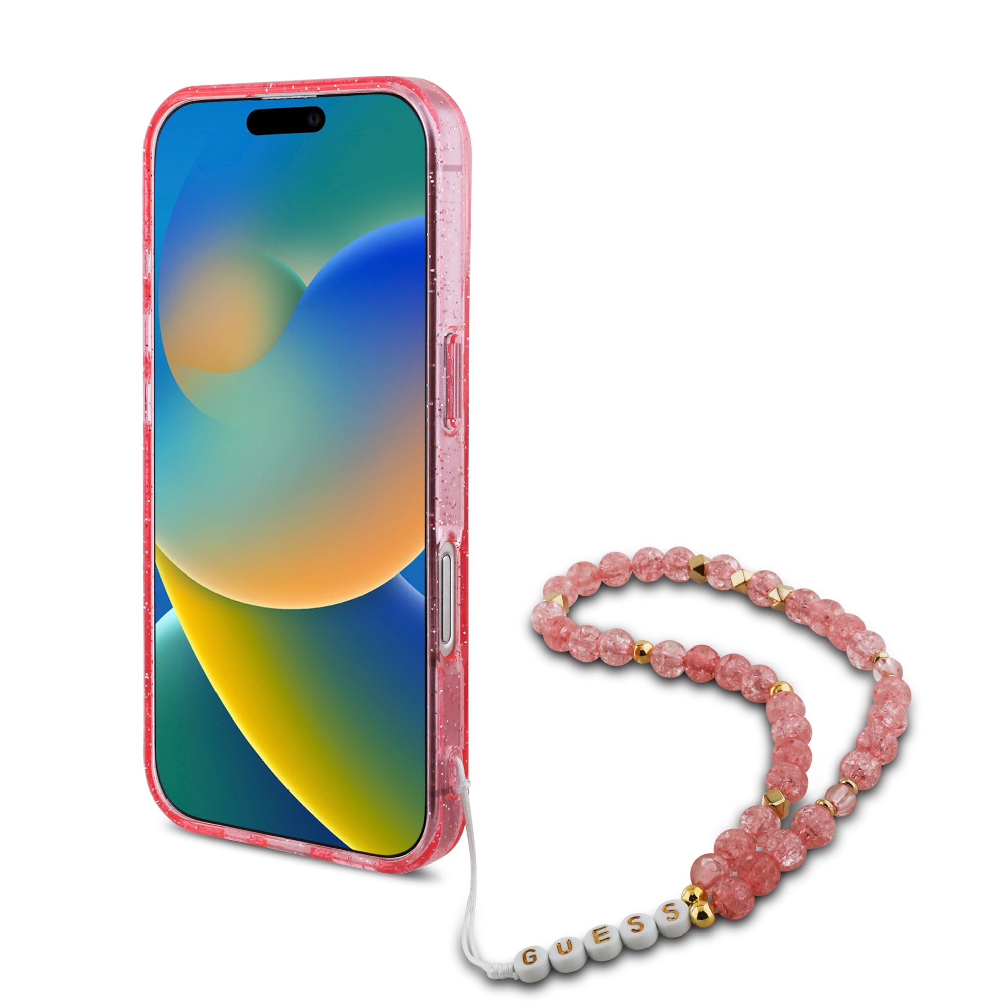 Guess Magsafe “Glitter with Pearl Strap” Hard Case Θήκη προστασίας από σκληρό πλαστικό – iPhone 16 (Ροζ – GUHMP16SHGCRELSF)