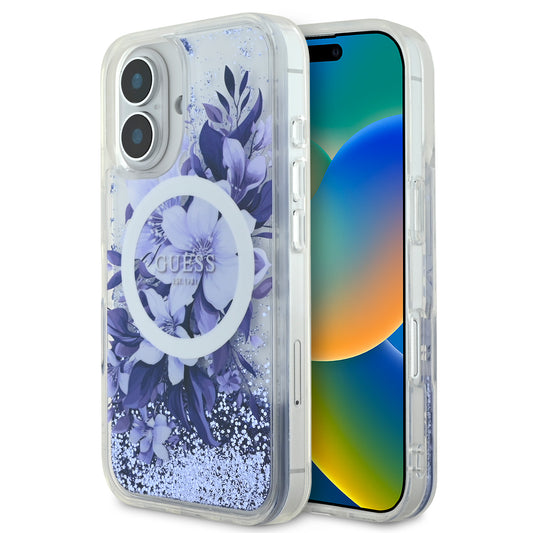 Guess Magsafe “Liquid Glitter Flower" Hard Case Θήκη Προστασίας Από Σκληρό Πλαστικό – Iphone 16 (Μωβ – Guhmp16Slfmwtu) – Θήκη για κινητό από το PhoneBazaar.gr