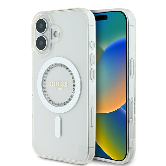 Guess Magsafe “Rhinestones” Hard Case Θήκη Προστασίας Από Σκληρό Πλαστικό – Iphone 16 (Λευκό – Guhmp16Spftdteh) – Θήκη για κινητό από το PhoneBazaar.gr