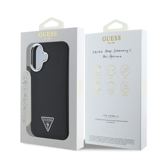 Guess Magsafe “Triangle Logo” Grained Pu Case Θήκη Προστασίας Από Δερματίνη – Iphone 16 (Μαύρο – Guhmp16Spgtspsk) – Θήκη για κινητό από το PhoneBazaar.gr