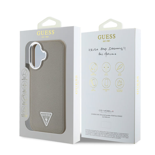 Guess Magsafe “Triangle Logo” Grained Pu Case Θήκη Προστασίας Από Δερματίνη – Iphone 16 (Καφέ – Guhmp16Spgtspsw) – Θήκη για κινητό από το PhoneBazaar.gr