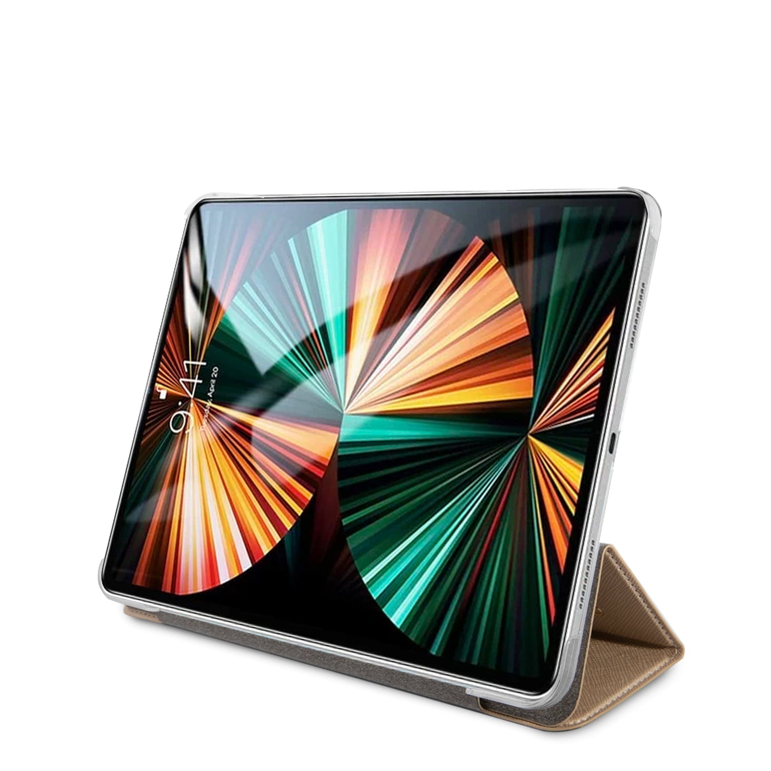 Guess 4G Logo Saffiano Collection Book Cover Θήκη κατάλληλη για Apple iPad Pro 2021 12,9" (Gold - GUIC12PUSASGO)