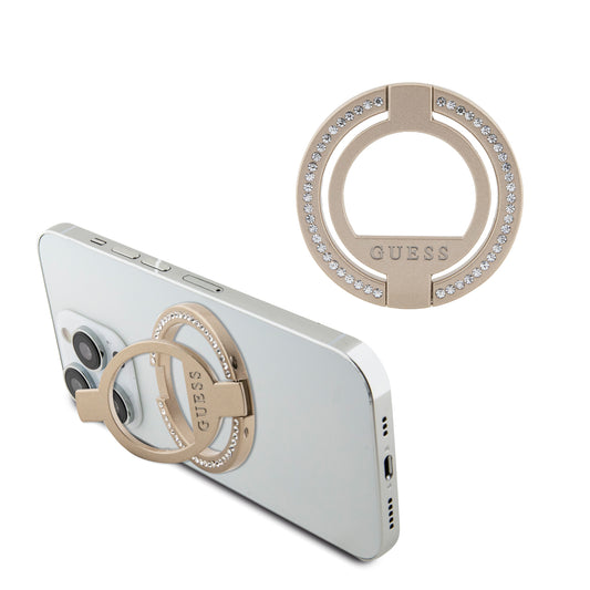 Guess Magsafe Ring Stand With Rhinestones Μοντέρνο Pop Holder Για Smartphone Σε Χρυσό Χρώμα Με Στρας – Θήκη για κινητό από το PhoneBazaar.gr