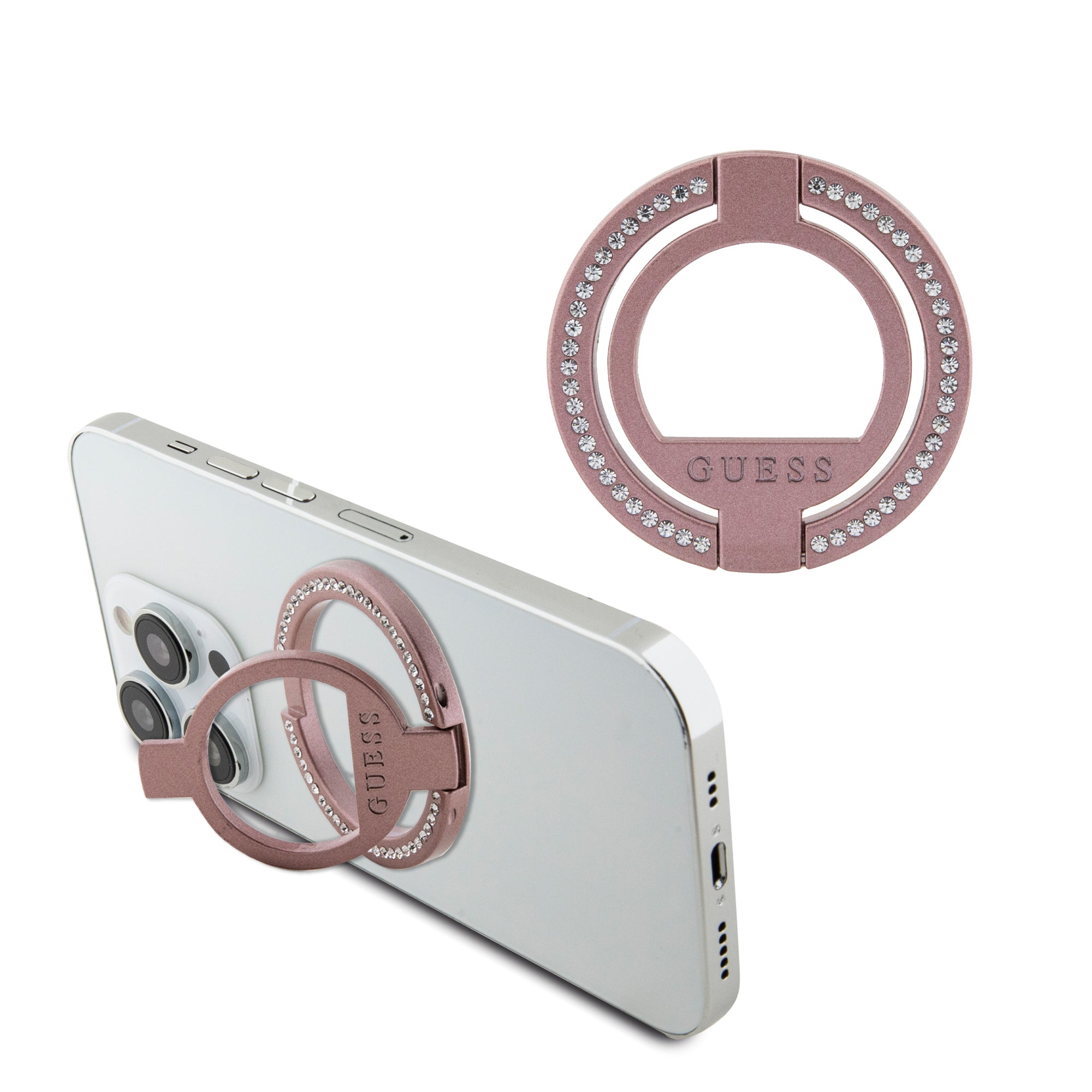 Guess Magsafe Ring Stand With Rhinestones Μοντέρνο Pop Holder Για Smartphone Σε Ροζ Χρώμα Με Στρας – Θήκη για κινητό από το PhoneBazaar.gr
