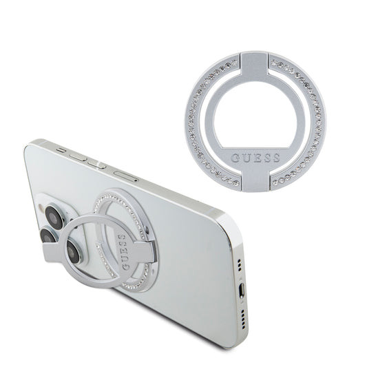 Guess Magsafe Ring Stand With Rhinestones Μοντέρνο Pop Holder Για Smartphone Σε Ασημί Χρώμα Με Στρας – Θήκη για κινητό από το PhoneBazaar.gr