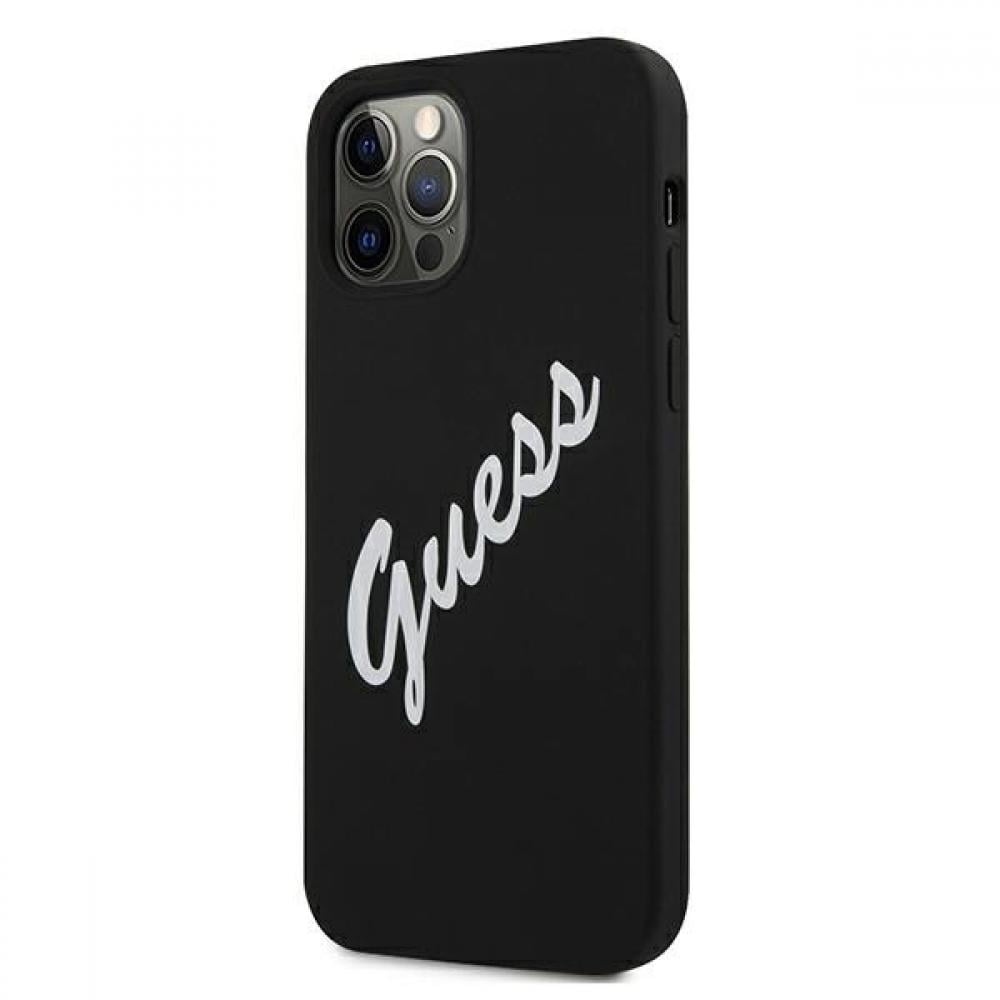 Guess "Vintage Script Logo Collection" Σκληρή Θήκη προστασίας από σιλικόνη – iPhone 12 Pro Max (Μαύρο/Λευκό)