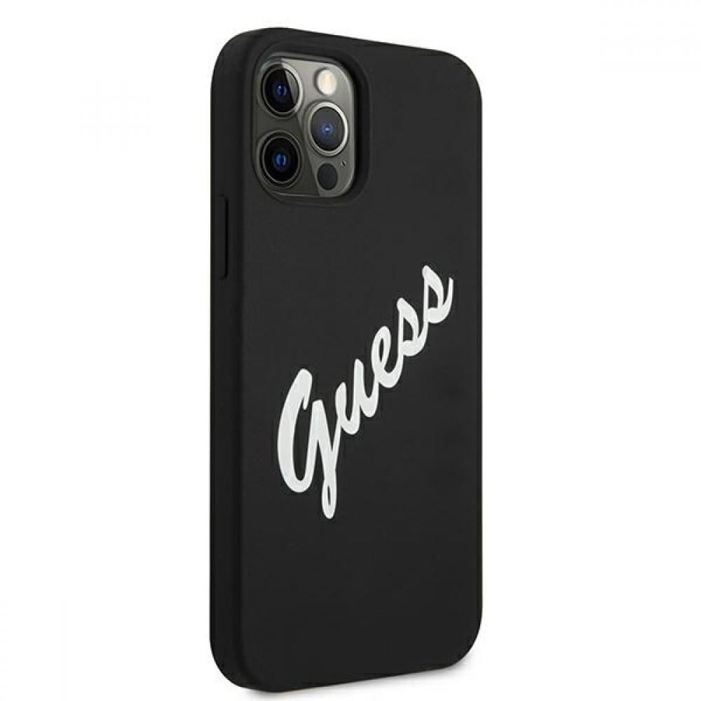 Guess "Vintage Script Logo Collection" Σκληρή Θήκη προστασίας από σιλικόνη – iPhone 12 Pro Max (Μαύρο/Λευκό)