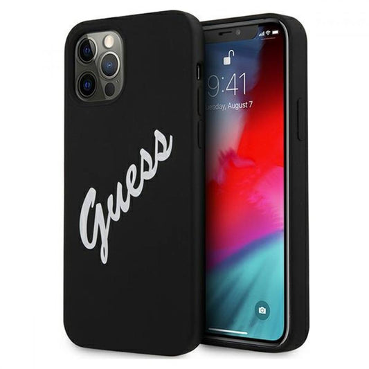 Guess "Vintage Script Logo Collection" Σκληρή Θήκη Προστασίας Από Σιλικόνη – Iphone 12 / 12 Pro (Μαύρο/Λευκό) – Θήκη για κινητό από το PhoneBazaar.gr