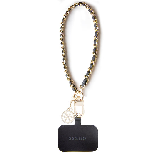 Guess "4G Logo" Hand Saffiano / Chain Strap Universal Αλυσίδα Κινητού Συμβατή Με Κάθε Τύπο Θήκης (Μαύρη / Χρυσή – Guouchsamc4K) – Θήκη για κινητό από το PhoneBazaar.gr