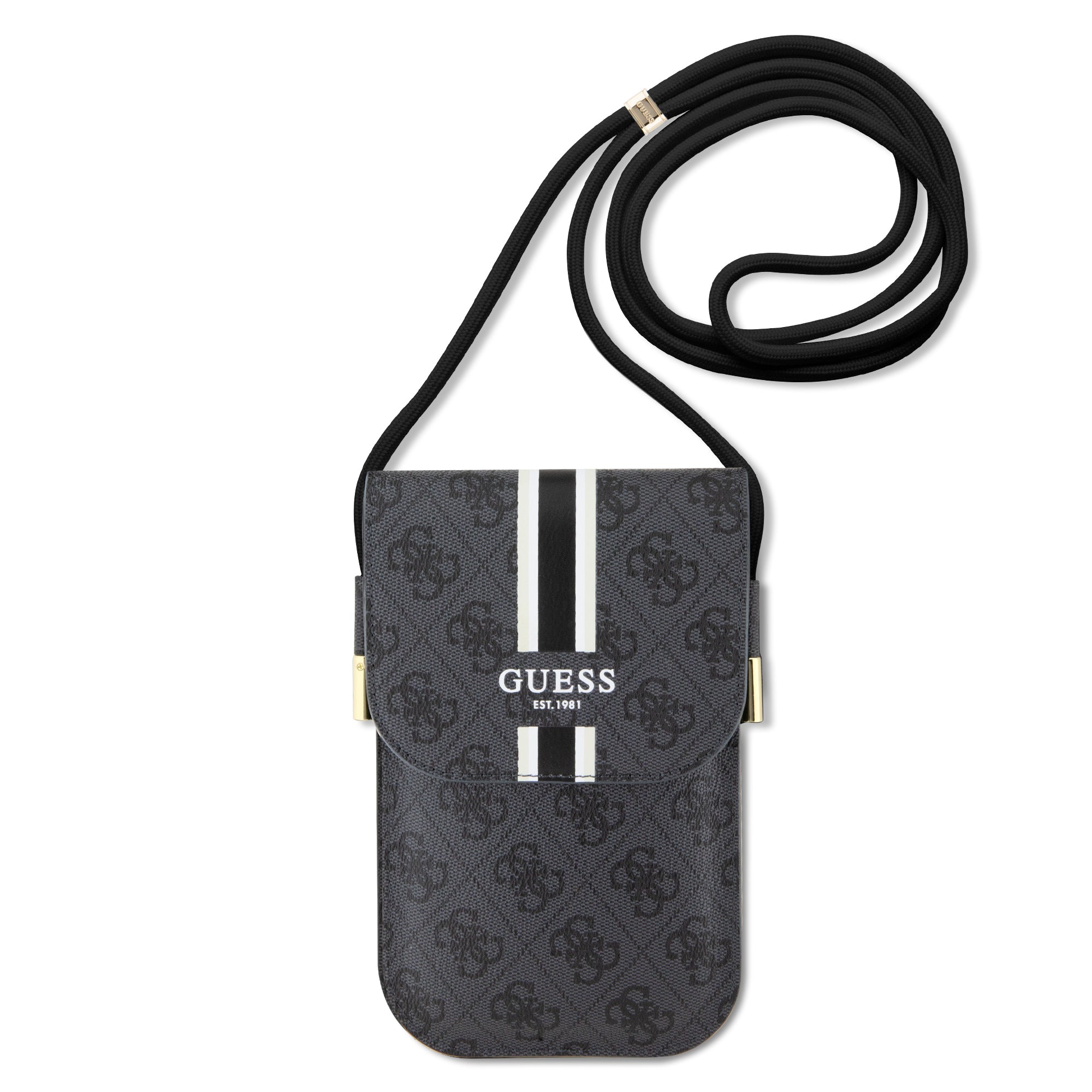 Guess “Us Wallet 4G Stripes” Pouch With Cord Τσαντάκι Κατάλληλο Για Smartphone Small / Medium (170X95Mm) Με Κορδονάκι (Μαύρο – Guowbp4Rpsk) – Θήκη για κινητό από το PhoneBazaar.gr